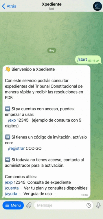 Demostración del funcionamiento de Xpediente
